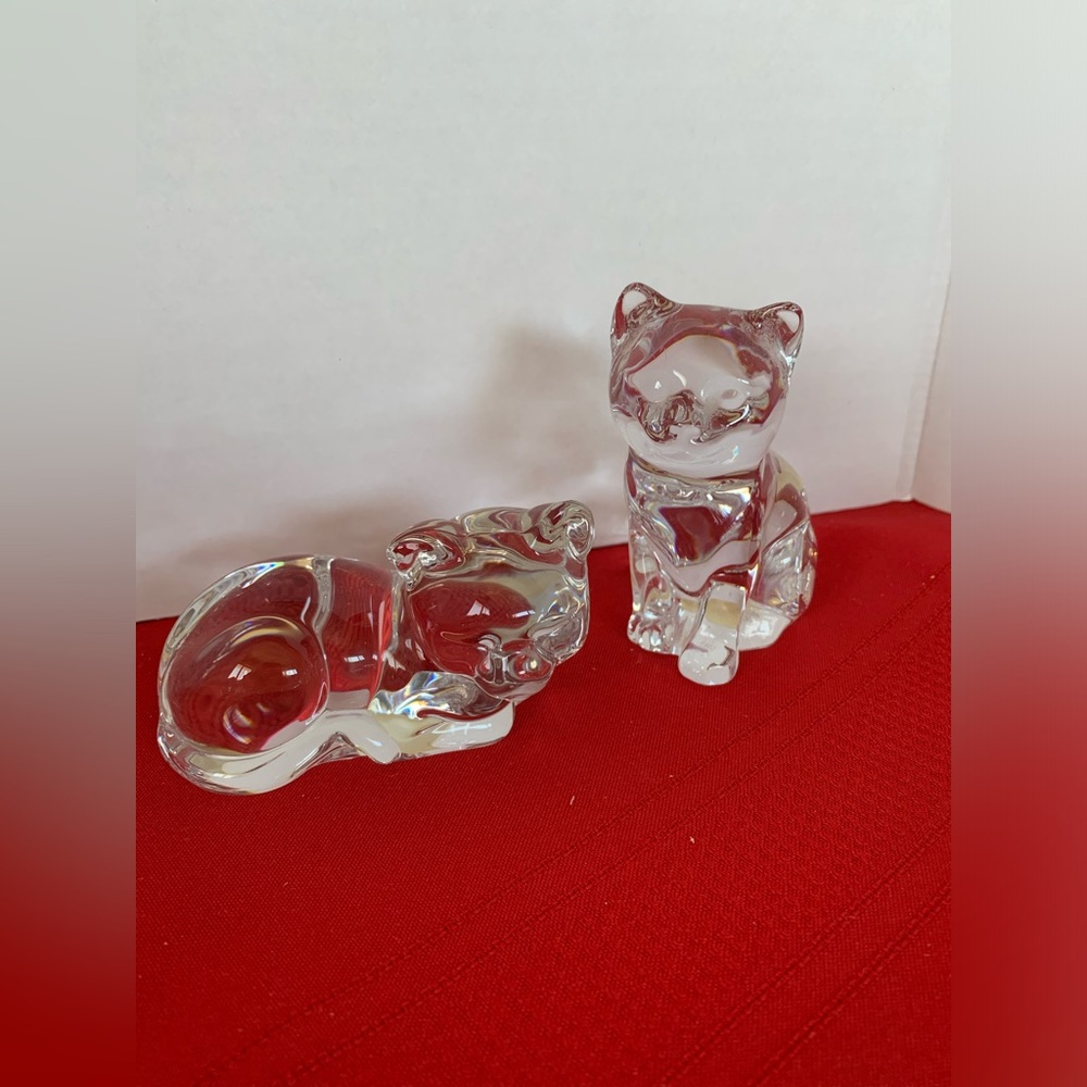 PRINCESS HOUSE Pets Crystal Cat Kitty Figurines 24% Lead Crystal - Lot of 2